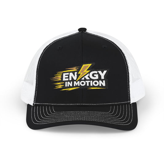 Energy In Motion Embroidered Trucker Cap — Snapback Mesh Hat