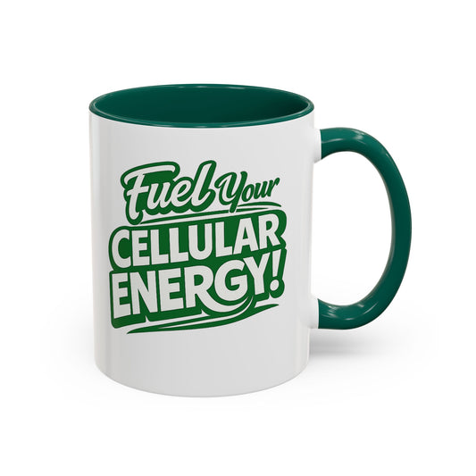 Fuel Your Cellular Energy! Coffee Mug — Inspirational Green Accent Mug (11oz/15oz)