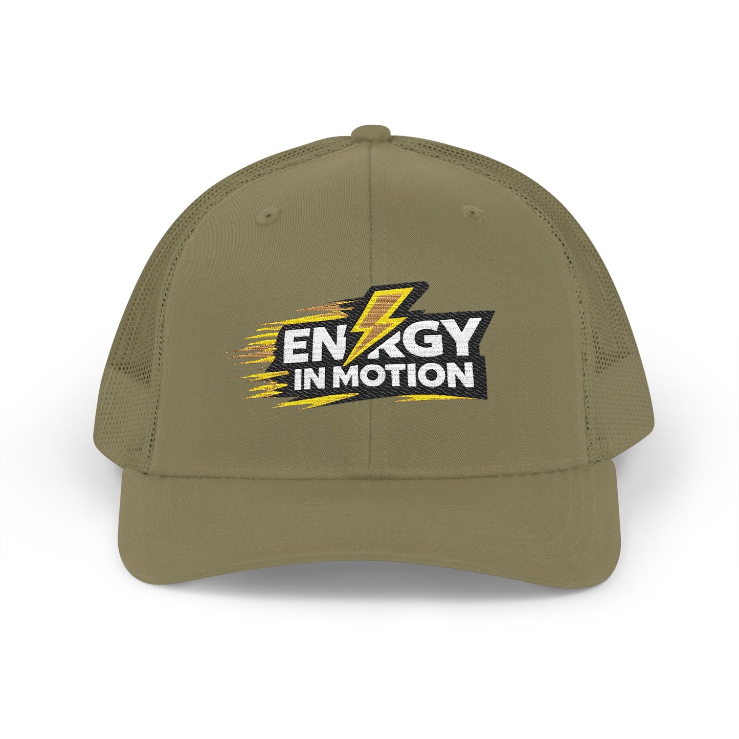 Energy In Motion Embroidered Trucker Cap — Snapback Mesh Hat