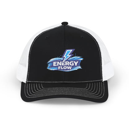 Energy Flow Embroidered Trucker Cap — Lightning Wave Snapback