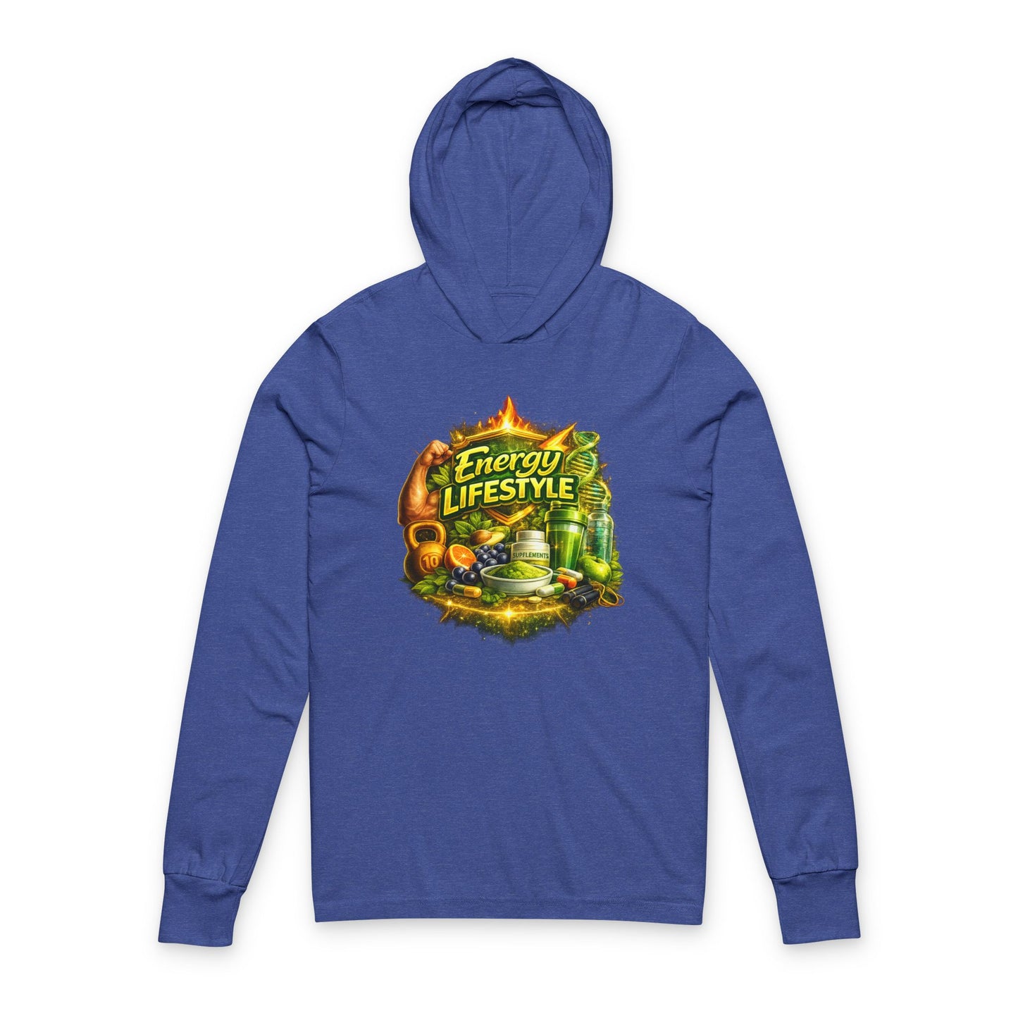 Energy Lifestyle Hoodie Tee — 'Energy Lifestyle' Graphic Long-Sleeve Hooded Tee