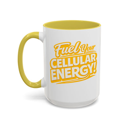 Fuel Your Cellular Energy! Yellow Accent Coffee Mug (11oz & 15oz)