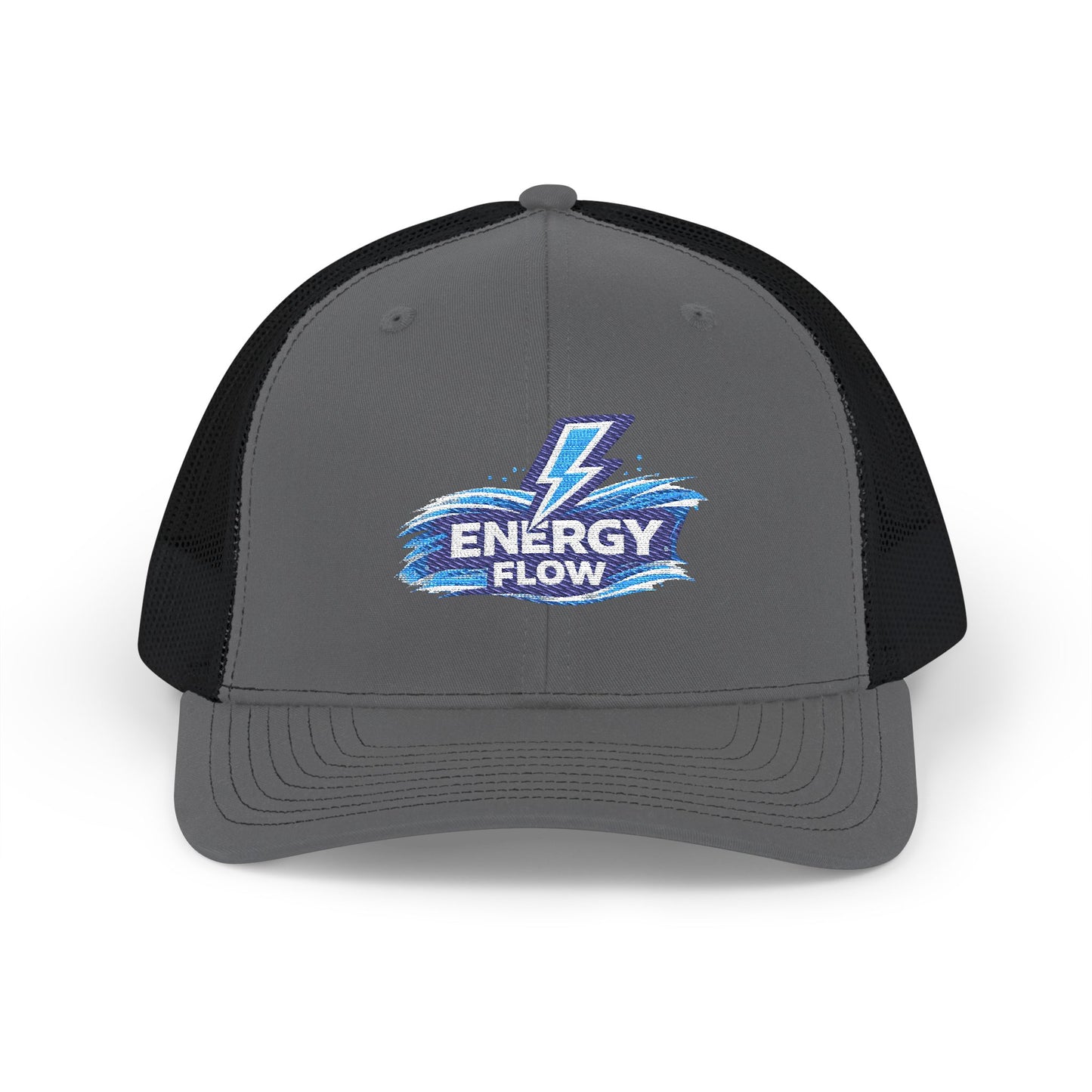 Energy Flow Embroidered Trucker Cap — Lightning Wave Snapback