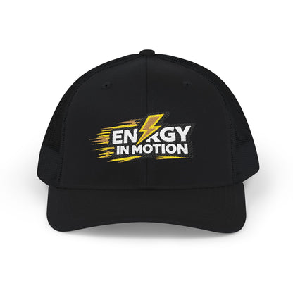 Energy In Motion Embroidered Trucker Cap — Snapback Mesh Hat