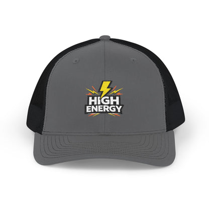 High Energy Lightning Snapback Trucker Hat — Embroidered Mesh Baseball Cap