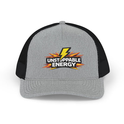 Unstoppable Energy Snapback Trucker Hat — Lightning Bolt Embroidered Cap