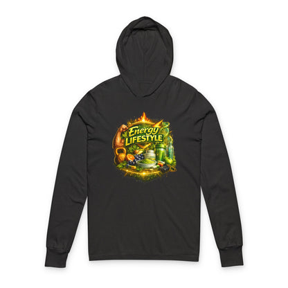 Energy Lifestyle Hoodie Tee — 'Energy Lifestyle' Graphic Long-Sleeve Hooded Tee