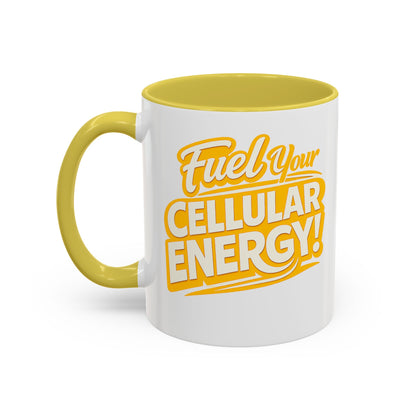 Fuel Your Cellular Energy! Yellow Accent Coffee Mug (11oz & 15oz)