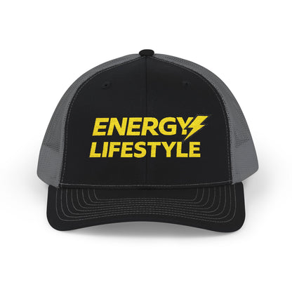 Energy Lifestyle Snapback Trucker Hat — Embroidered Lightning Logo