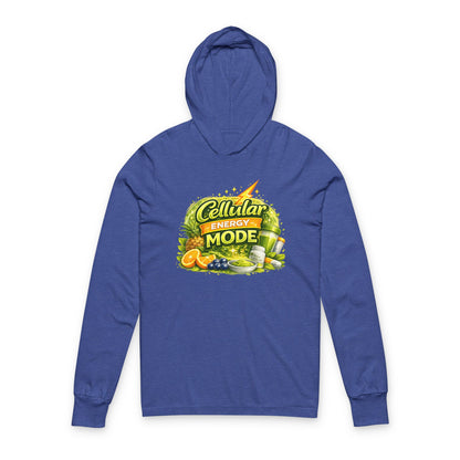 Hooded Long Sleeve Tee — "Cellular Energy Mode" Tropical Fruit Graphic