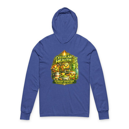 Cellular Health Graphic Hooded Tee — "Workin' Overtime" Long Sleeve