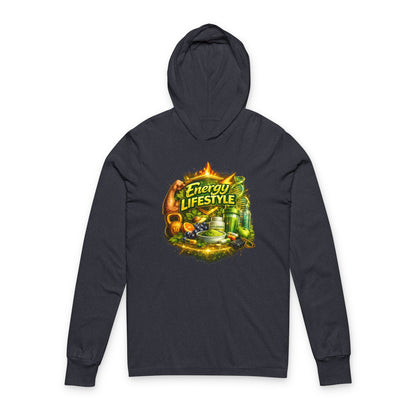 Energy Lifestyle Hoodie Tee — 'Energy Lifestyle' Graphic Long-Sleeve Hooded Tee
