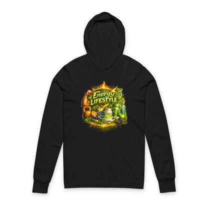 Energy Lifestyle Hoodie Tee — 'Energy Lifestyle' Graphic Long-Sleeve Hooded Tee