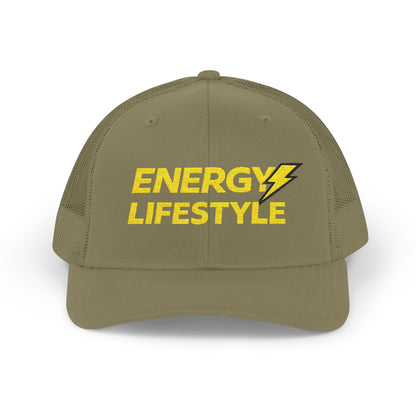 Energy Lifestyle Snapback Trucker Hat — Embroidered Lightning Logo