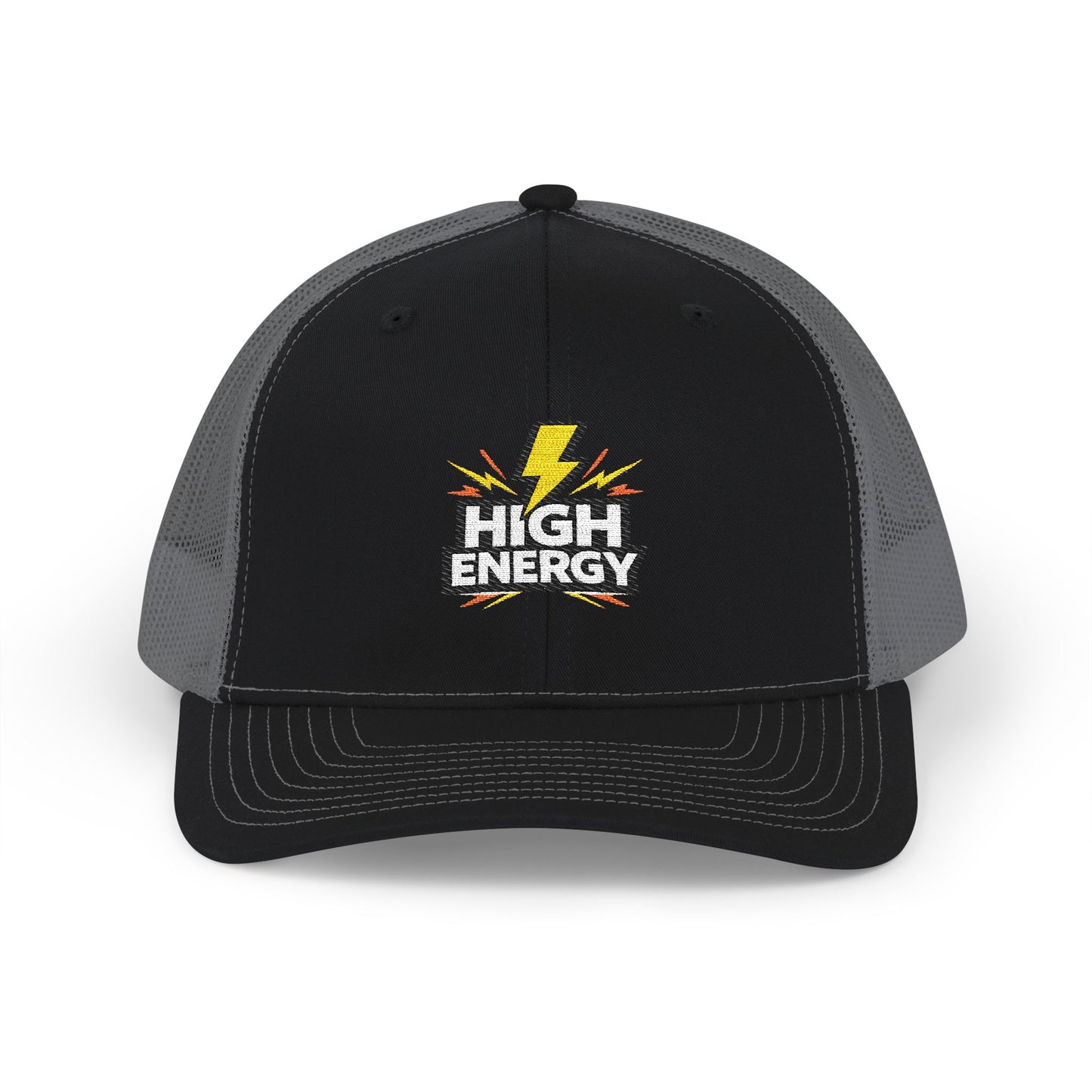 High Energy Lightning Snapback Trucker Hat — Embroidered Mesh Baseball Cap