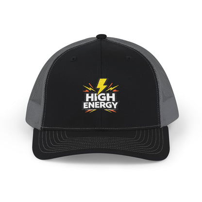 High Energy Lightning Snapback Trucker Hat — Embroidered Mesh Baseball Cap