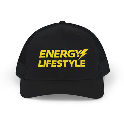 Energy Lifestyle Snapback Trucker Hat — Embroidered Lightning Logo