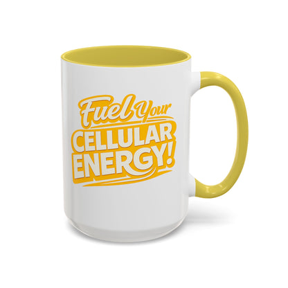 Fuel Your Cellular Energy! Yellow Accent Coffee Mug (11oz & 15oz)