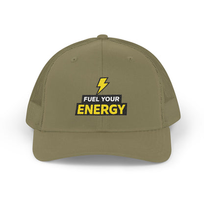 Energy Bolt Snapback Trucker Hat — "Fuel Your Energy" Embroidered Patch