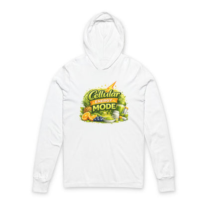 Hooded Long Sleeve Tee — "Cellular Energy Mode" Tropical Fruit Graphic