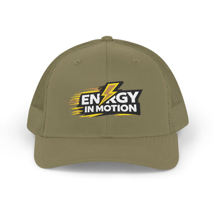 Energy In Motion Embroidered Trucker Cap — Snapback Mesh Hat