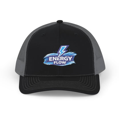 Energy Flow Embroidered Trucker Cap — Lightning Wave Snapback