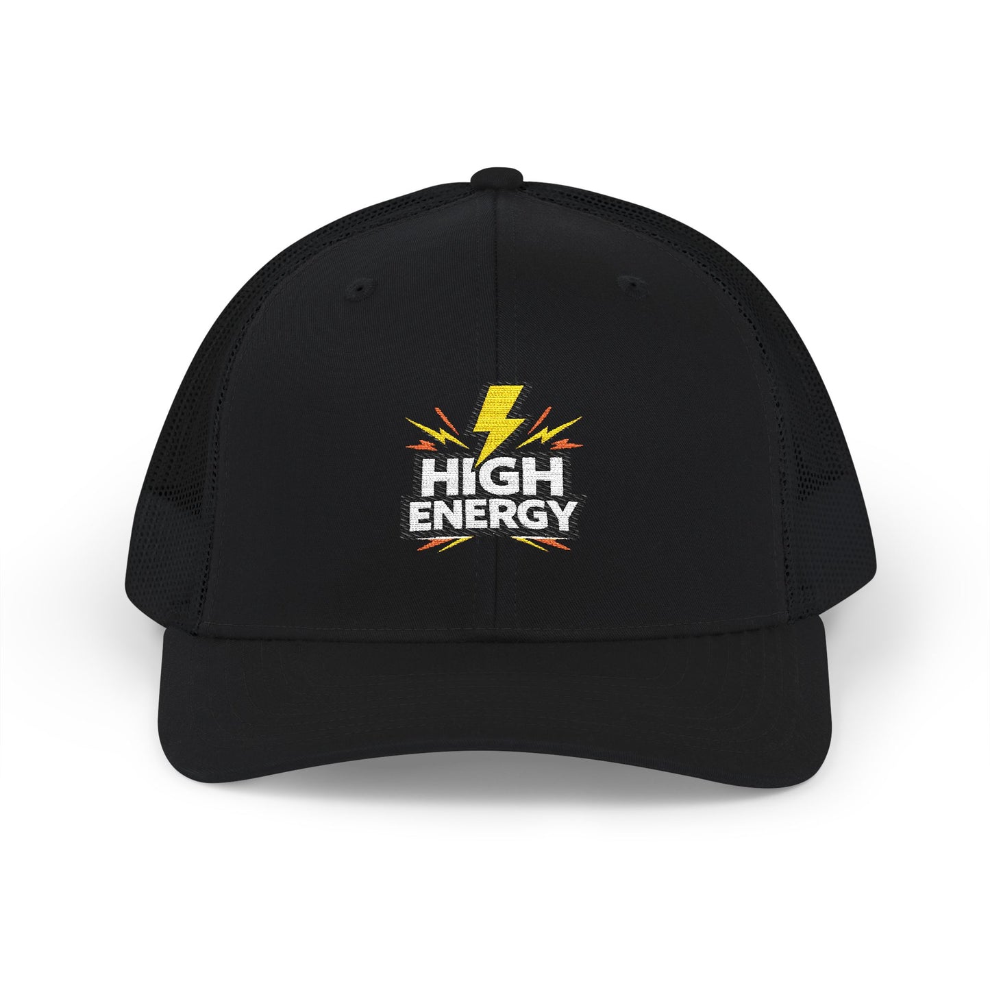 High Energy Lightning Snapback Trucker Hat — Embroidered Mesh Baseball Cap