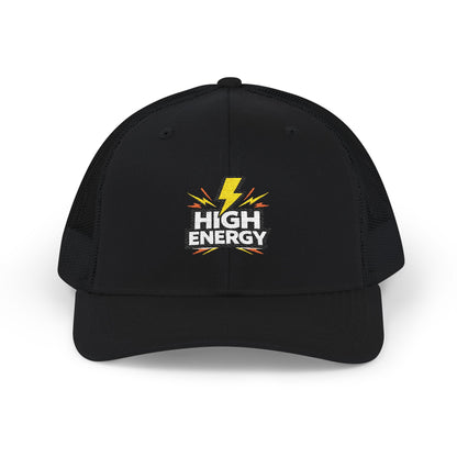 High Energy Lightning Snapback Trucker Hat — Embroidered Mesh Baseball Cap