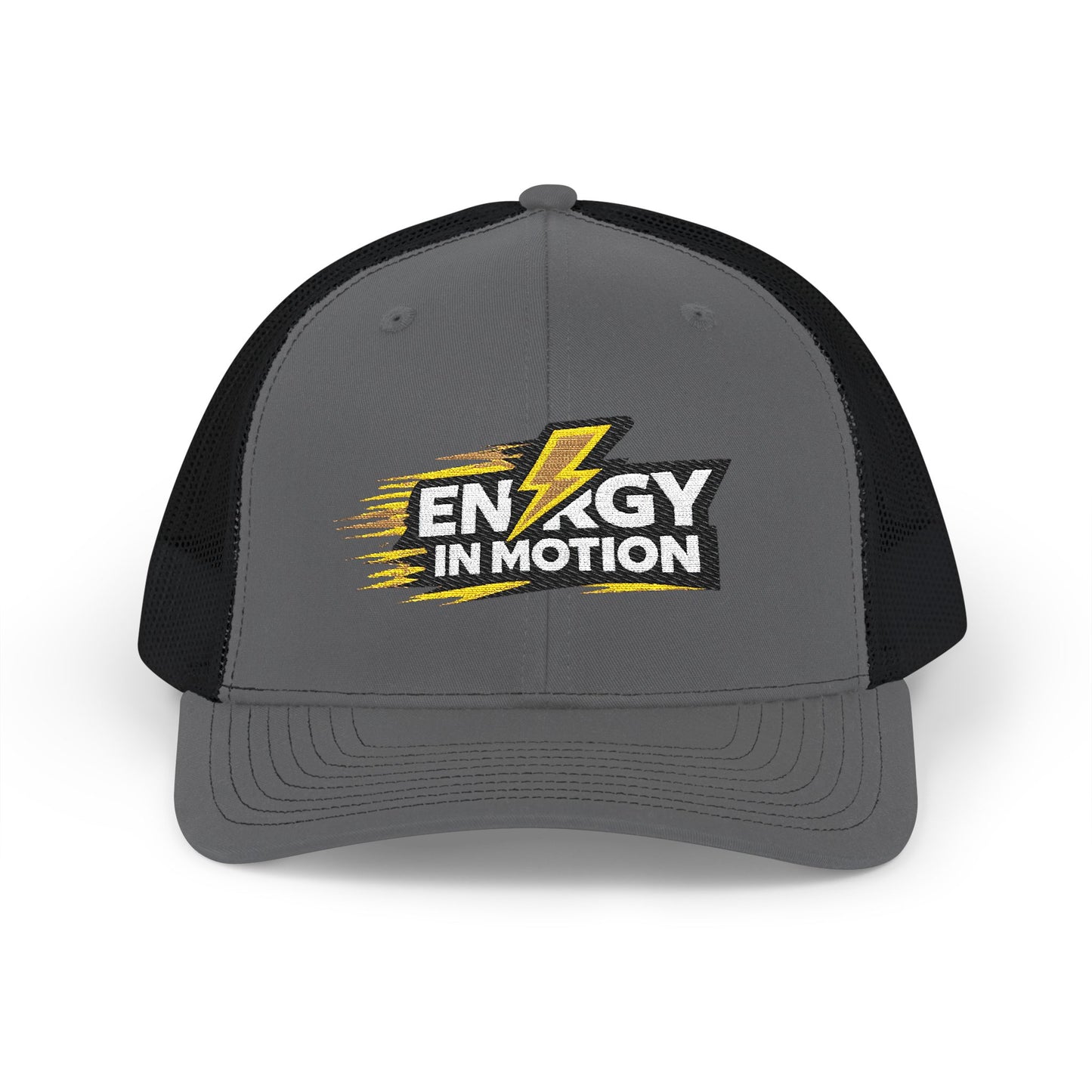 Energy In Motion Embroidered Trucker Cap — Snapback Mesh Hat