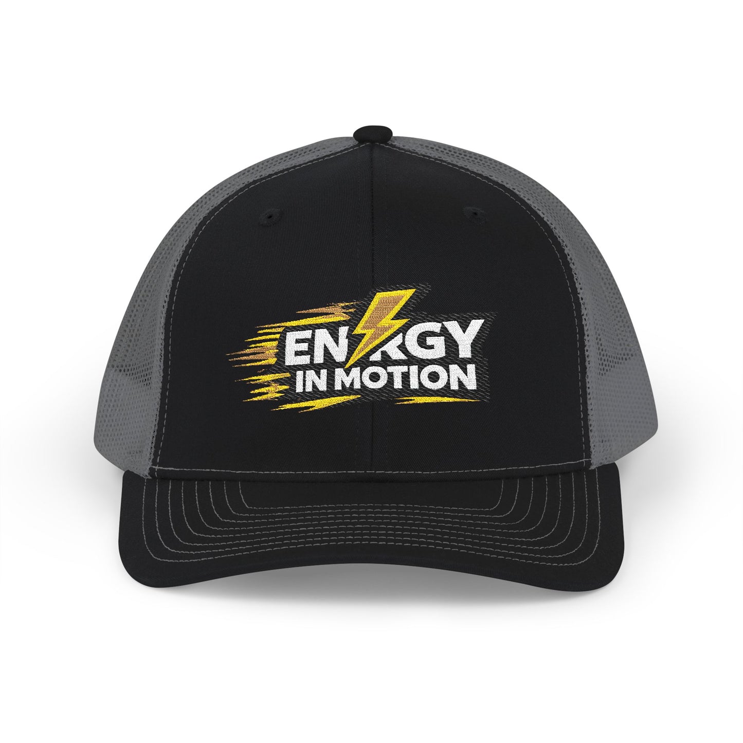 Energy In Motion Embroidered Trucker Cap — Snapback Mesh Hat