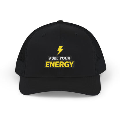 Energy Bolt Snapback Trucker Hat — "Fuel Your Energy" Embroidered Patch