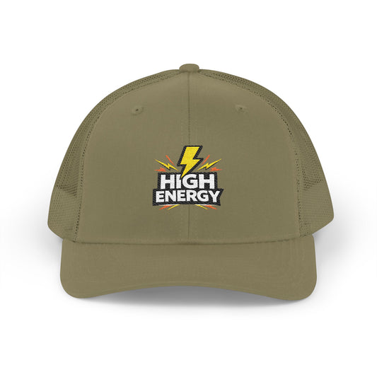 High Energy Lightning Snapback Trucker Hat — Embroidered Mesh Baseball Cap