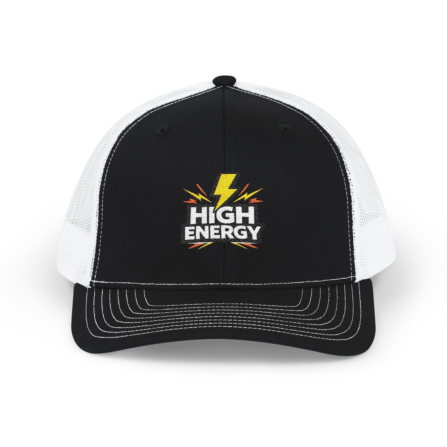 High Energy Lightning Snapback Trucker Hat — Embroidered Mesh Baseball Cap
