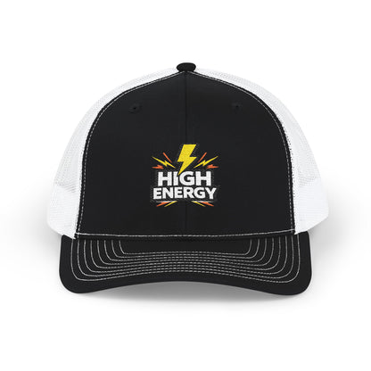High Energy Lightning Snapback Trucker Hat — Embroidered Mesh Baseball Cap