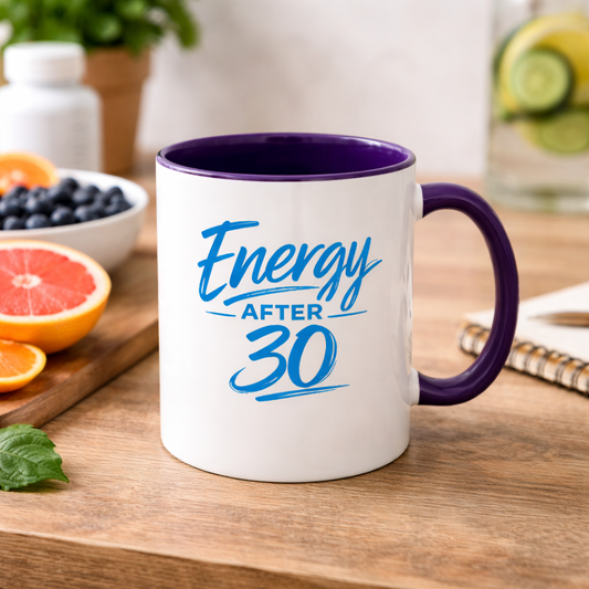 Energy After 30 Coffee Mug — Motivational Blue Ceramic Mug (11oz/15oz)