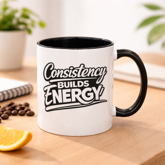 Consistency Builds Energy Coffee Mug – Motivational 11oz & 15oz Ceramic