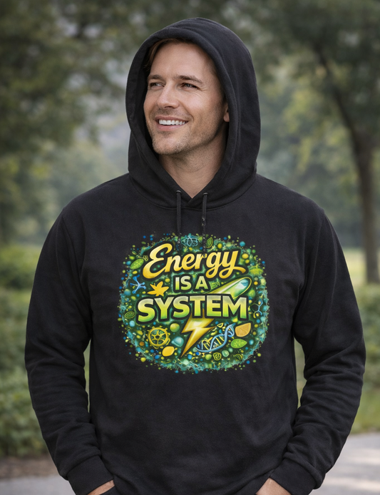 Energy Is A System Hooded Long Sleeve Tee
