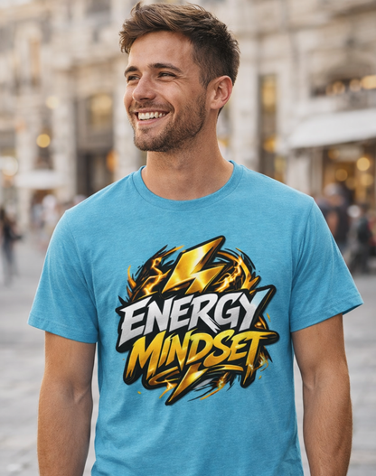 Energy Mindset T-Shirt — Motivational Lightning Graphic Tee