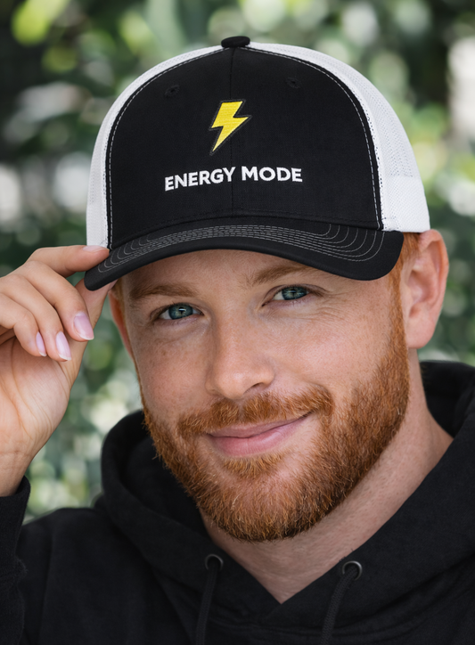 Energy Mode Snapback Trucker Cap — Embroidered Lightning Bolt