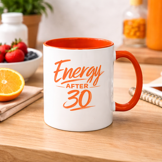 Energy After 30 Mug - Colorful 11oz/15oz Ceramic Coffee Cup for Men & Women
